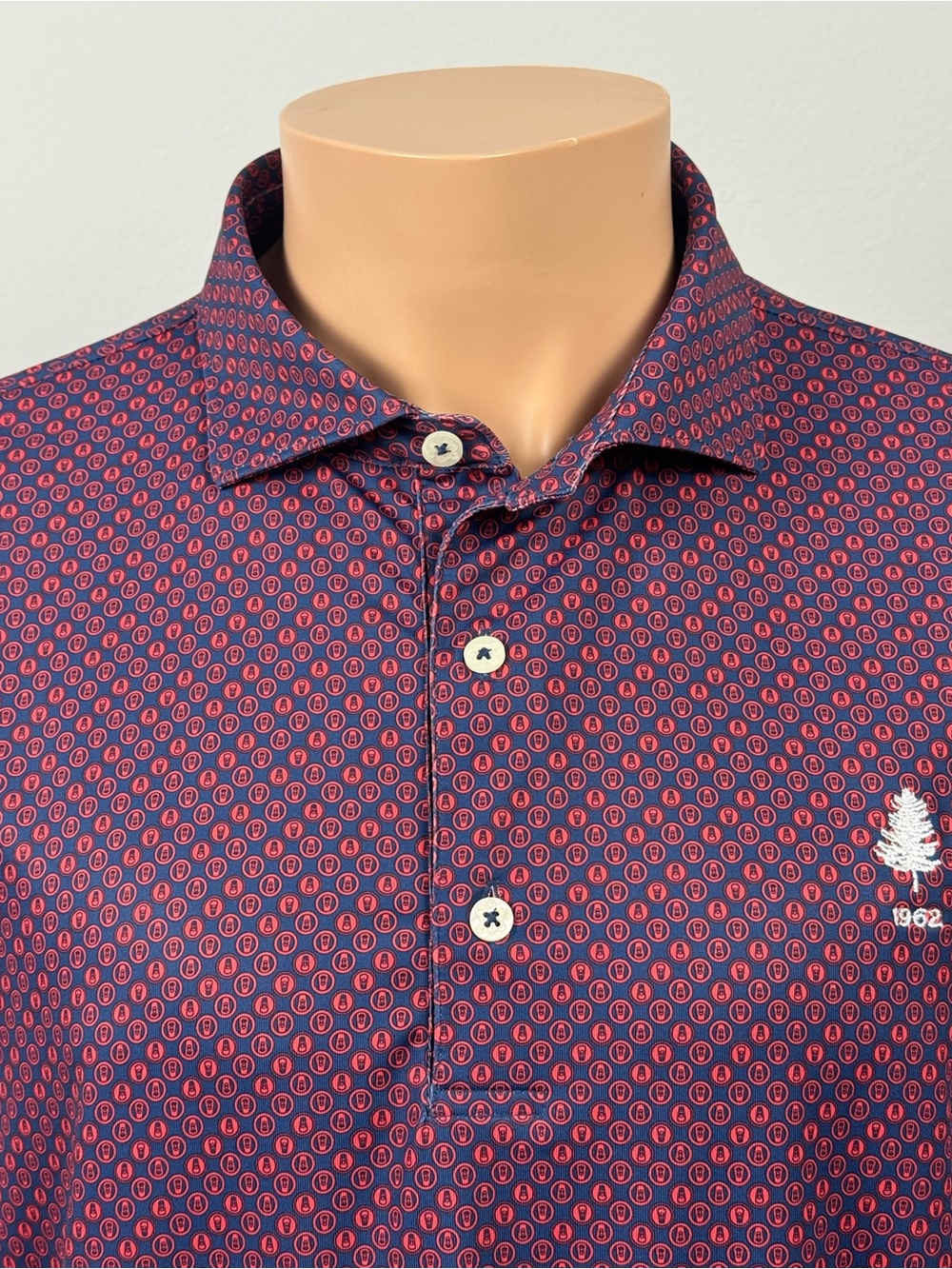 Turtleson Pinetree Country Club Men’s Golf Polo Shirt Blue Red Size L